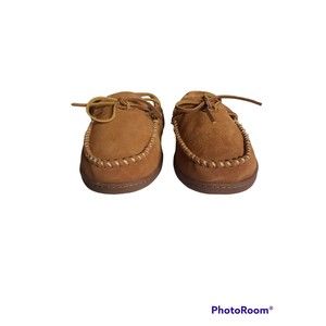Minnetonka Men's Pile Lined Hardsole Slippers  3902X Brown  Men's Size 15 M NEW